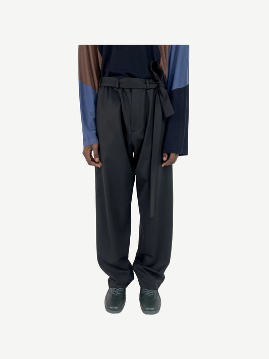 LAAN GATHERED TROUSERS, CROW BLACK