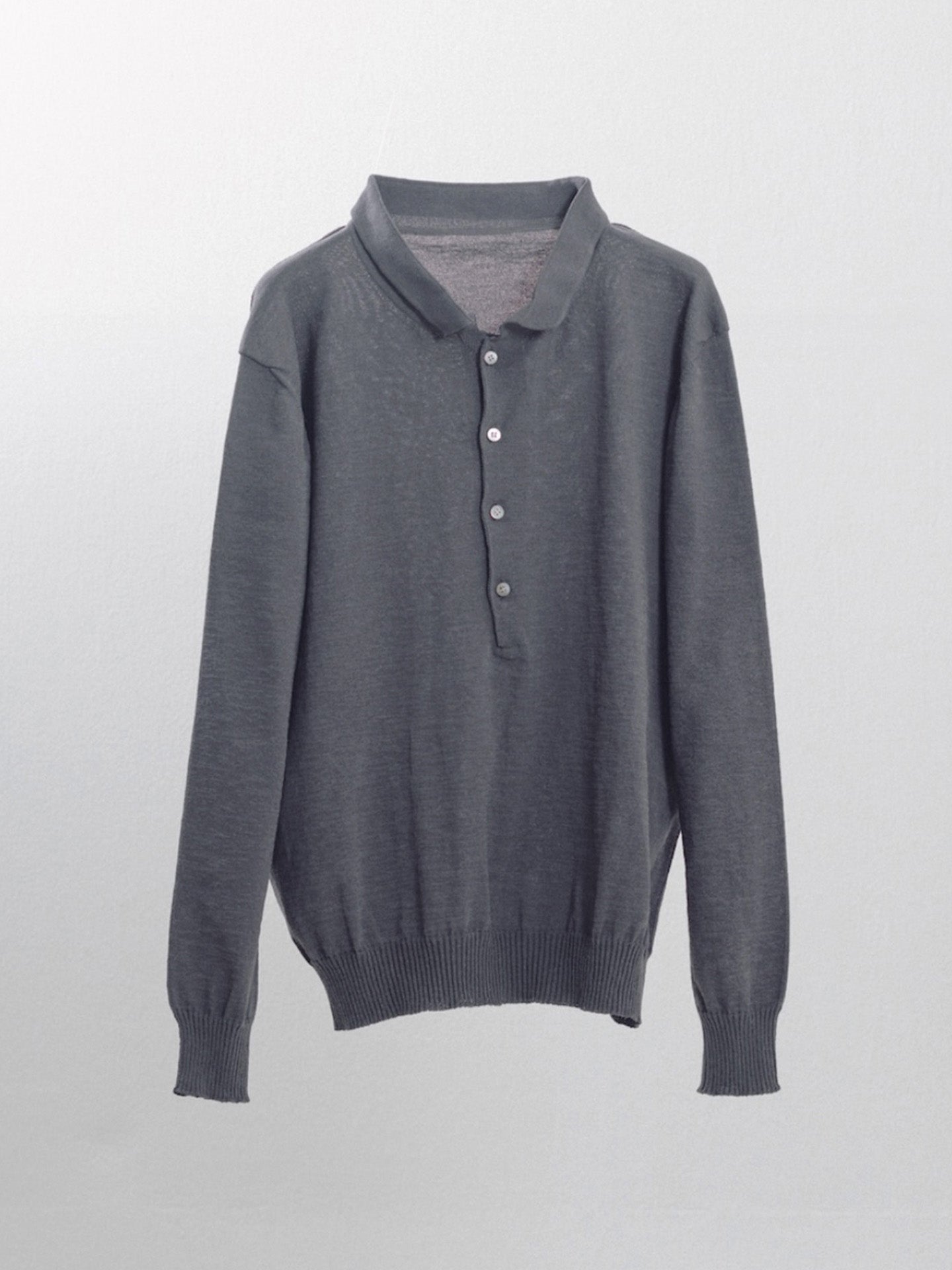 DRAPED PLACKET POLO SHIRT, Grey