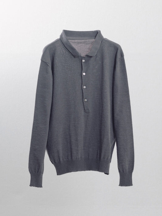DRAPED PLACKET POLO SHIRT, Grey
