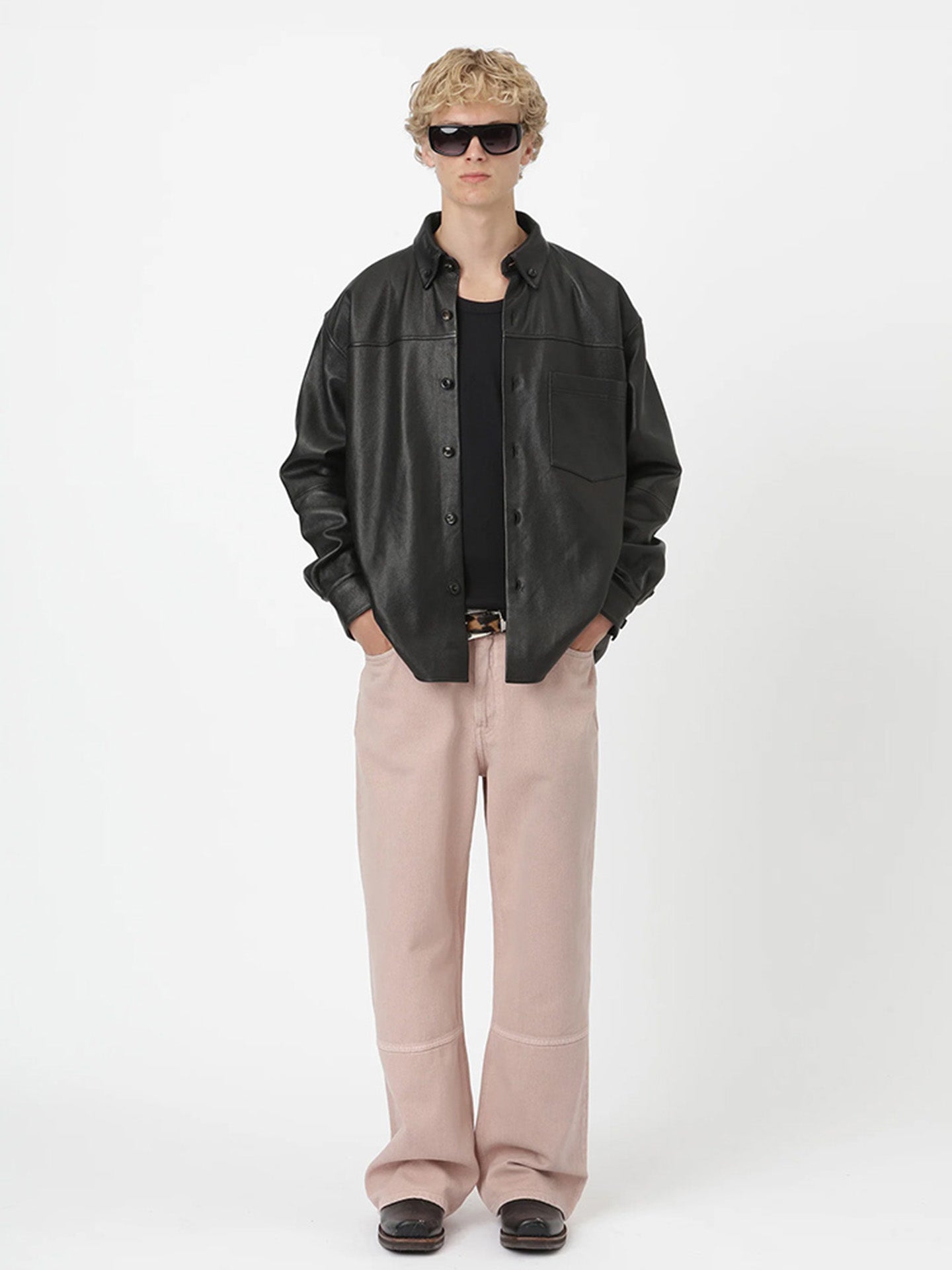 ZAYNE LEATHER SHIRT, Black