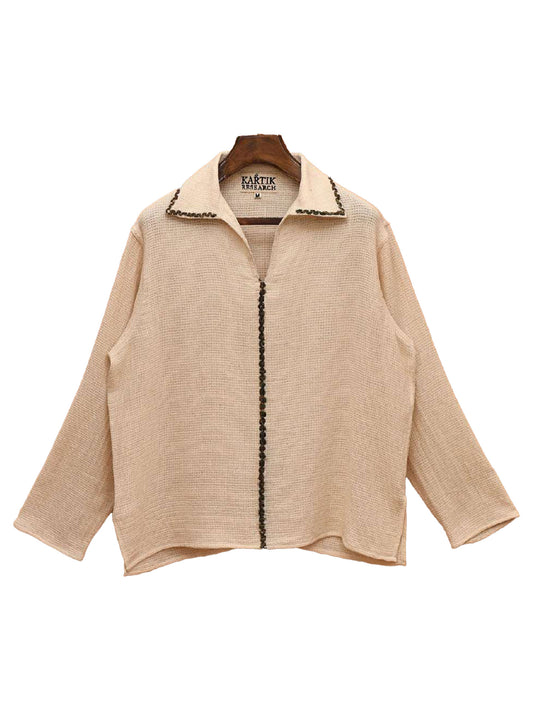 V-NECK PULLOVERS, Ecru
