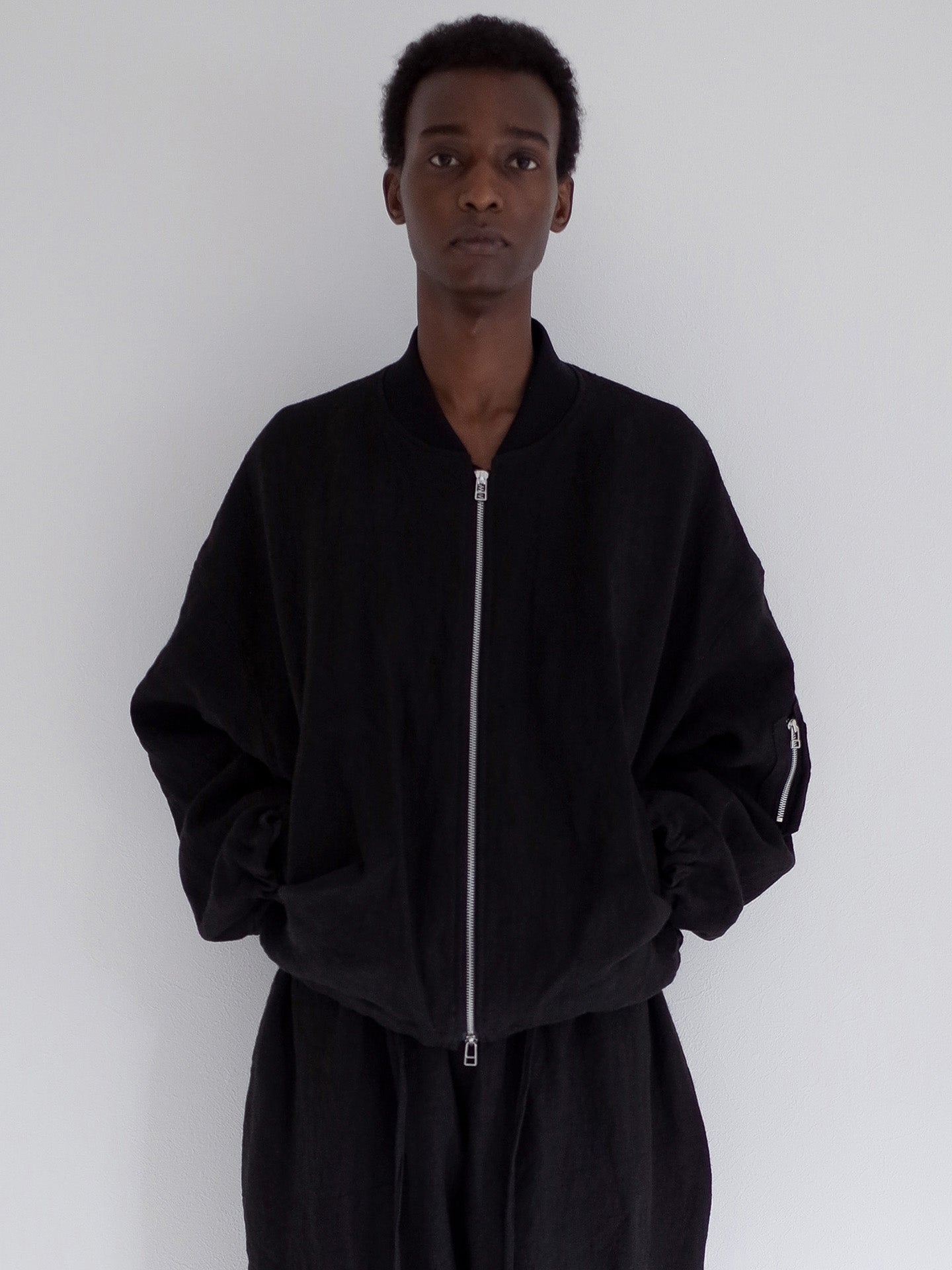 DRAPED MA1 BLOUSON, BLACK