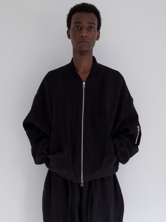 DRAPED MA1 BLOUSON, BLACK