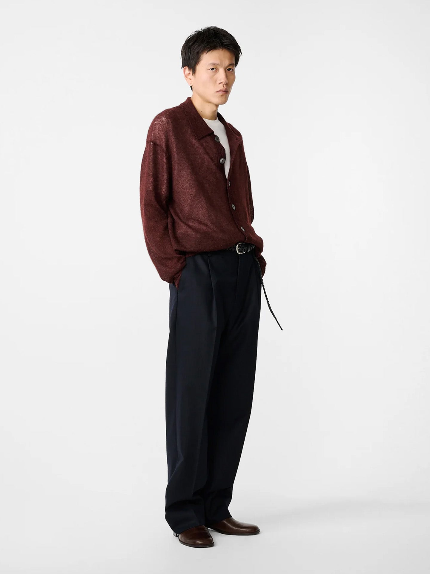 POLO COLLAR CARDIGAN, MULBERRY