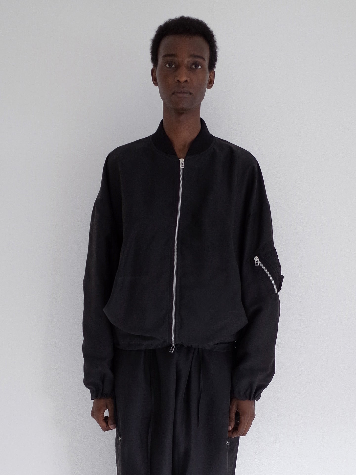 DRAPED MA1 BLOUSON, BLACK