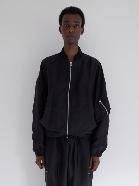DRAPED MA1 BLOUSON, BLACK