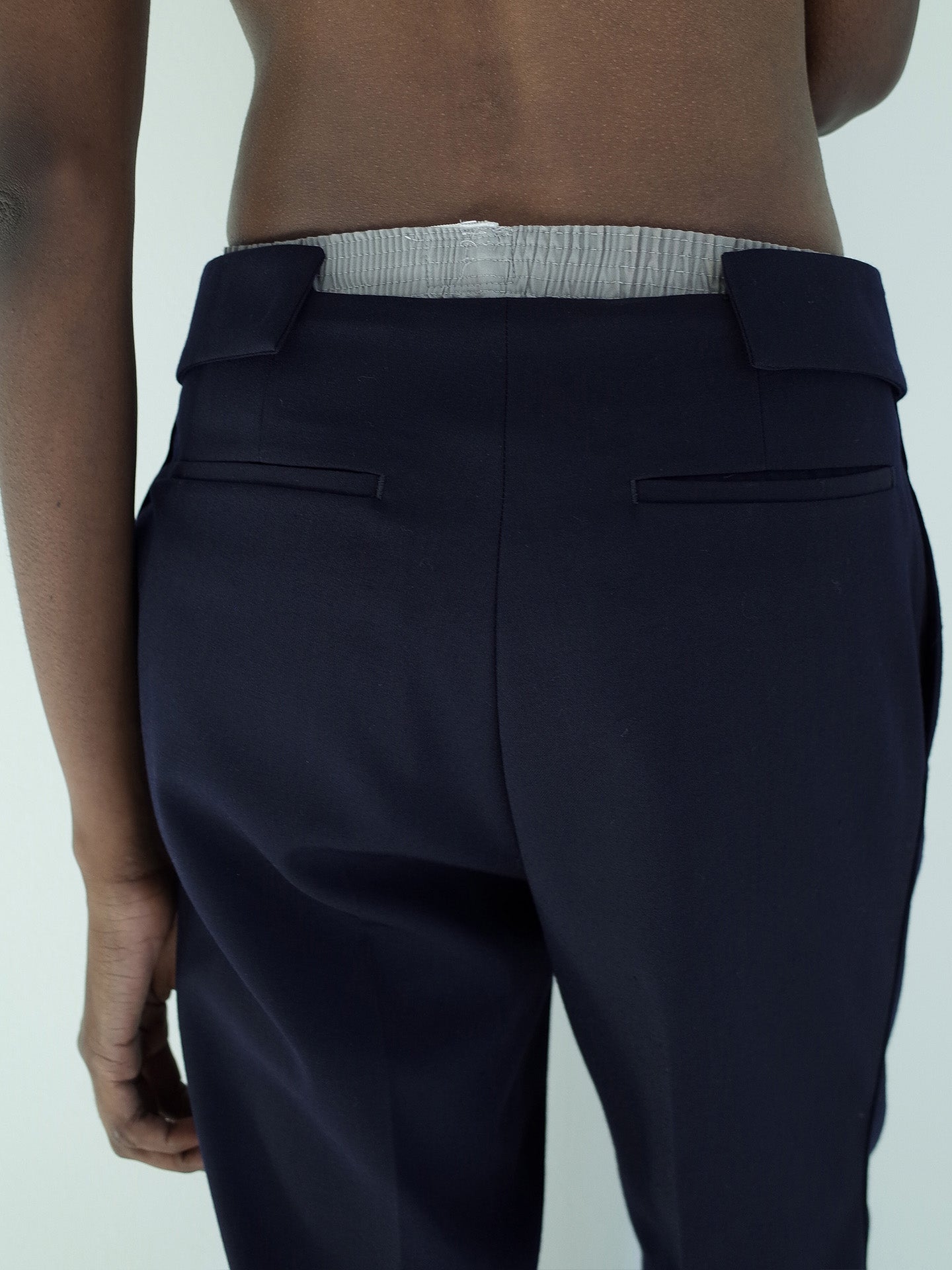 LOOSE DRESS TROUSERS, NAVY