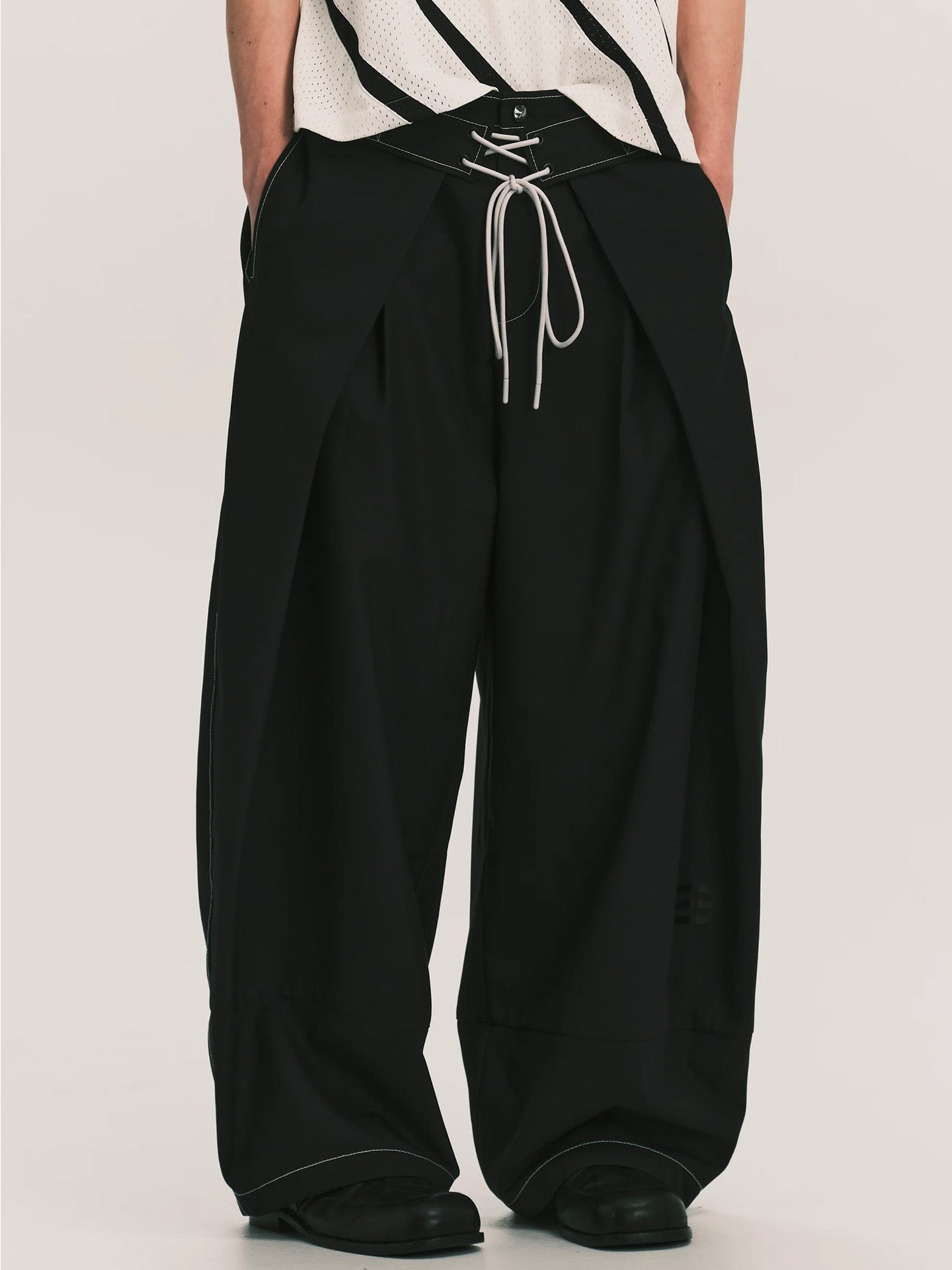 FOLDING WIDE SWIM TROUSERS, Black