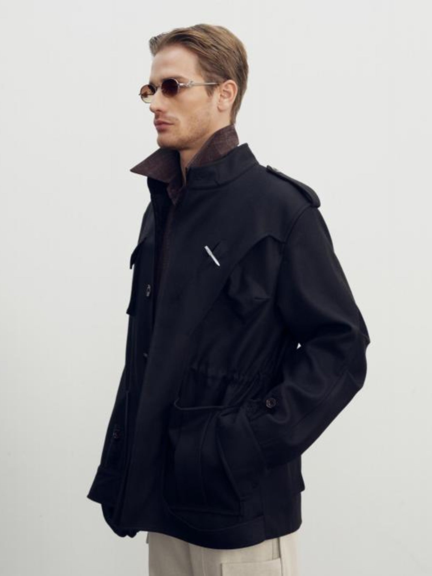 DECONSTRUCTED PARKA COAT, BLACK