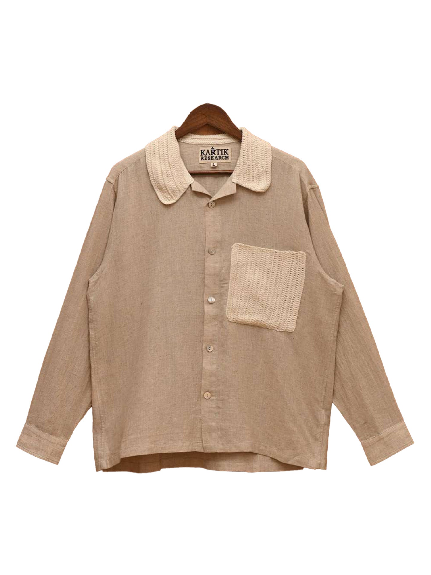 KNIT COLLAR SHIRT, Grey