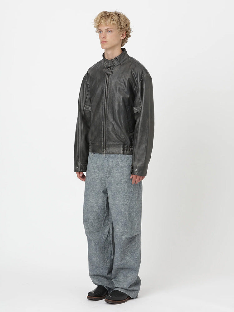 CONAN LEATHER JACKET, Grey