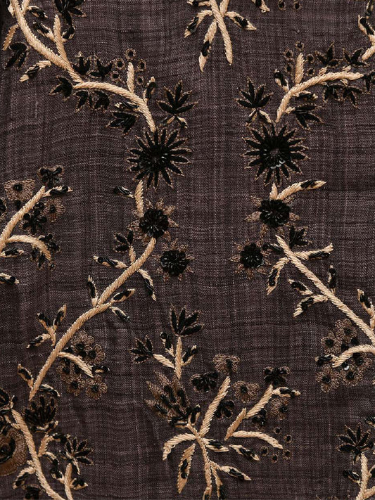 LEATHER COLLAR EMBROIDERED JACKET, Purple