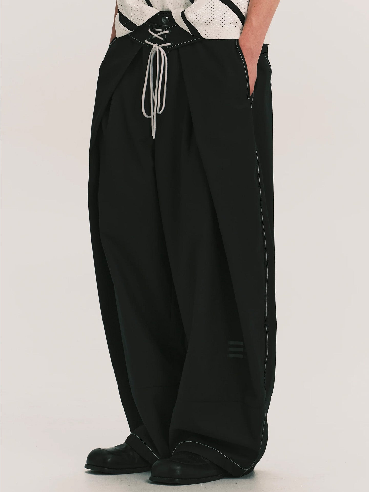 FOLDING WIDE SWIM TROUSERS, Black
