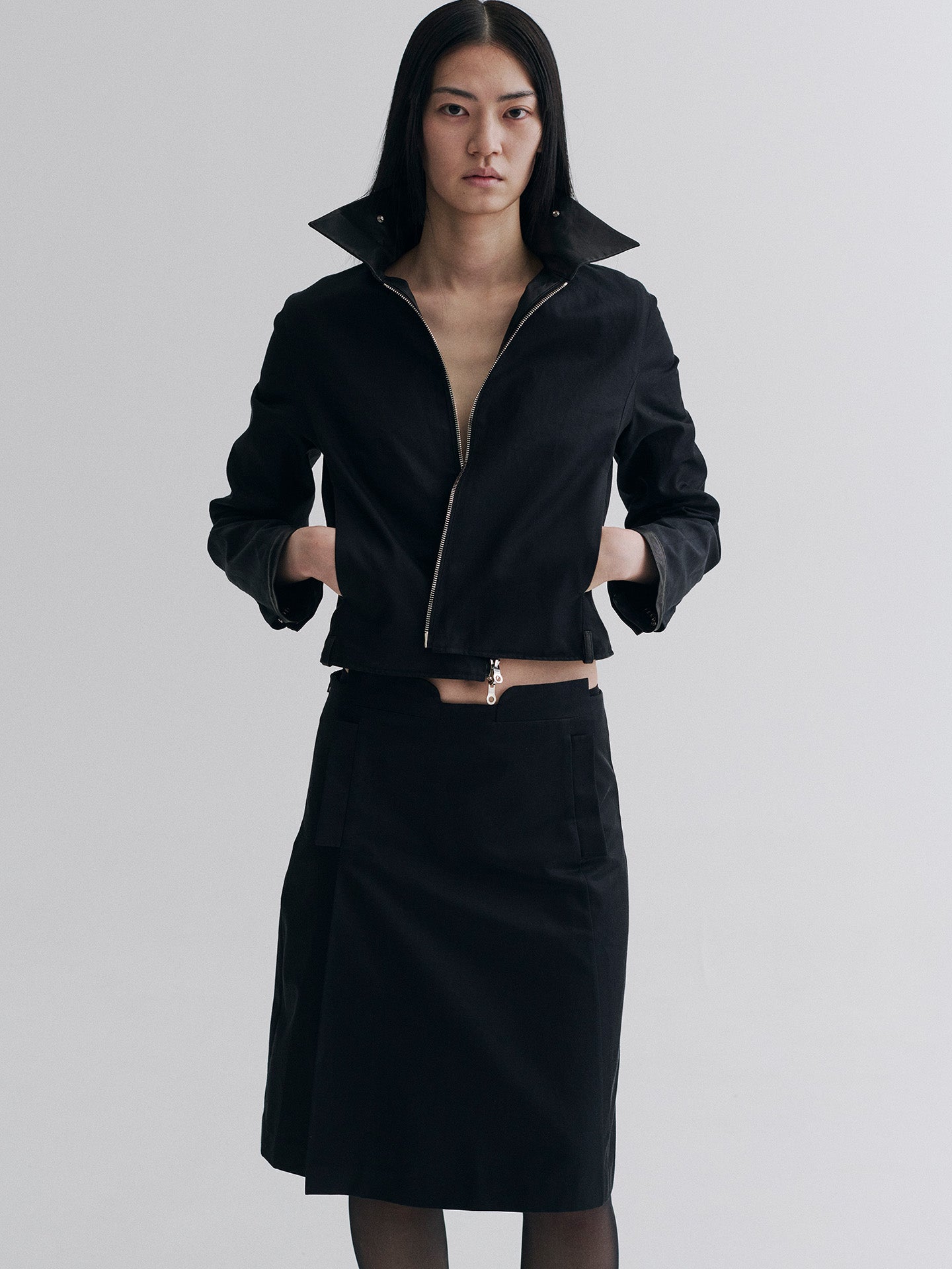 FILE SKIRT, BLACK