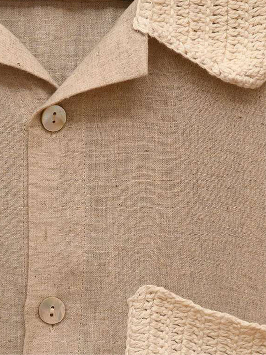 KNIT COLLAR SHIRT, Grey
