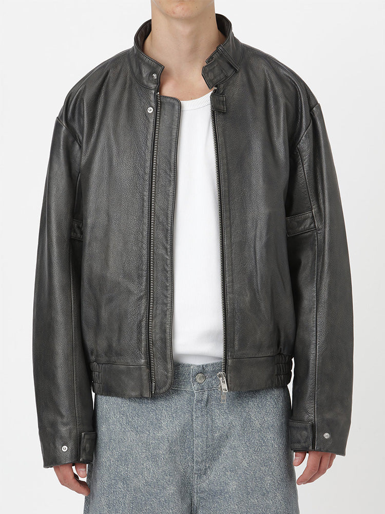 CONAN LEATHER JACKET, Grey
