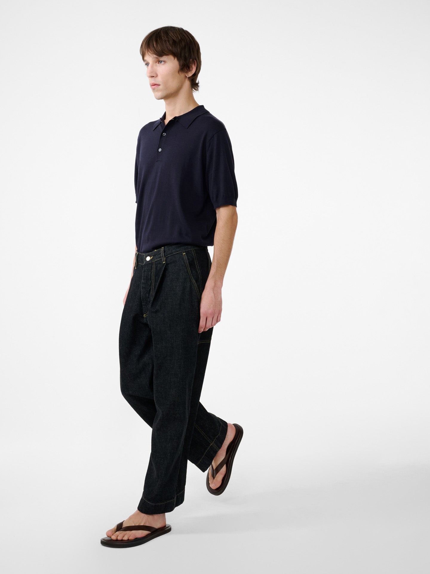 KNITTED POLO, DARK NAVY