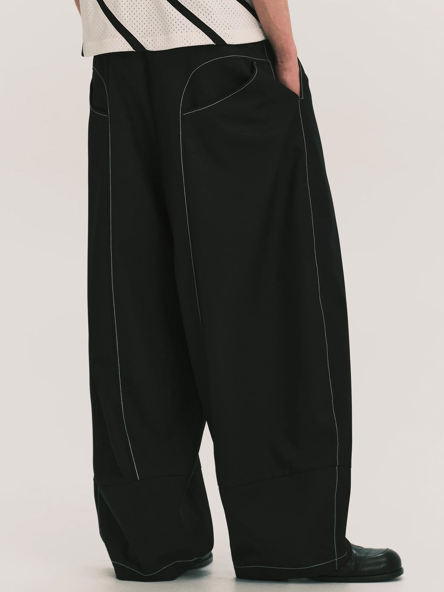 FOLDING WIDE SWIM TROUSERS, Black
