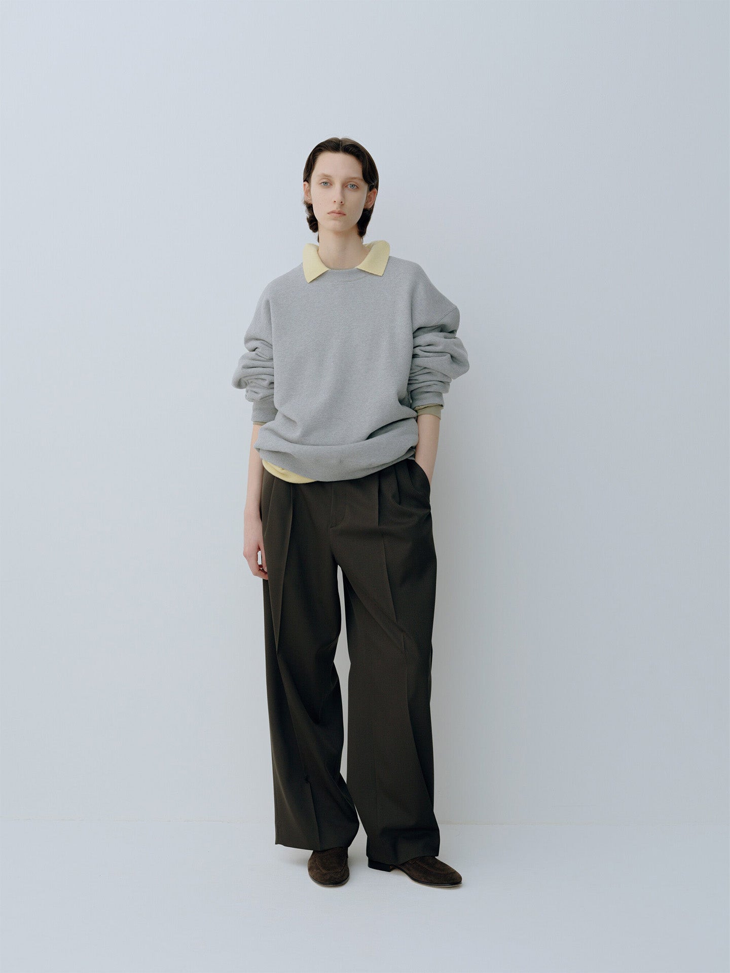 LONG WIDE TROUSERS, Black