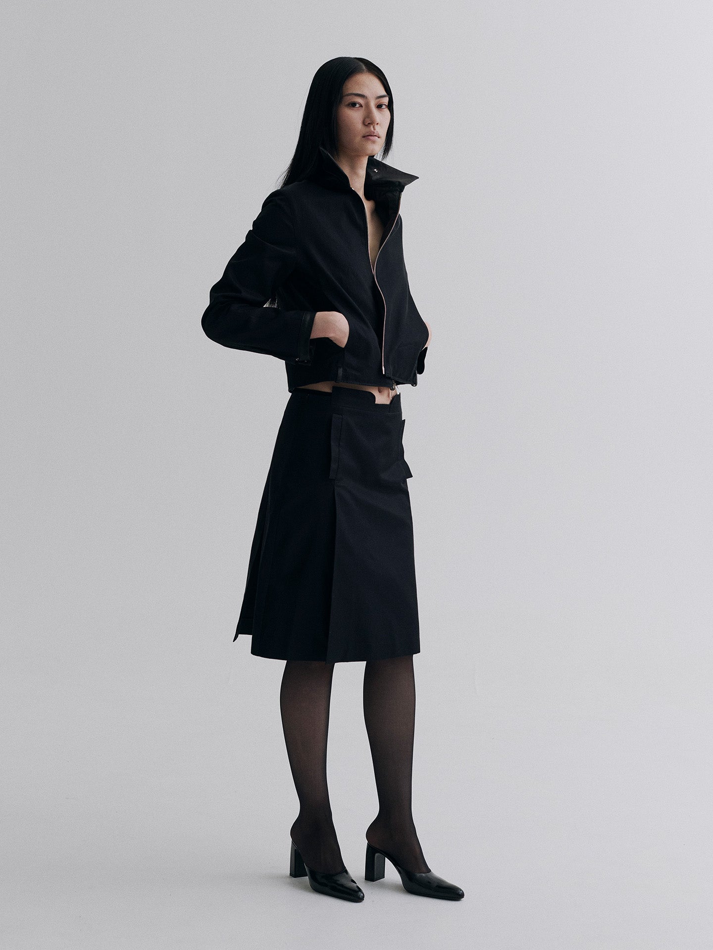 FILE SKIRT, BLACK