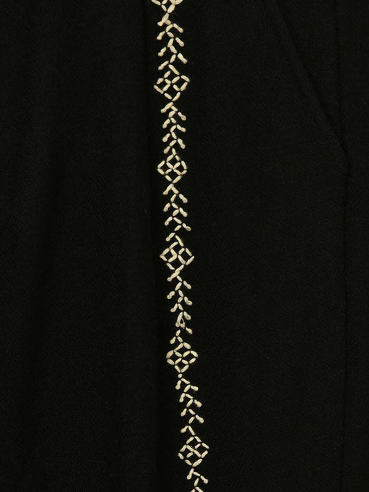 WOOL EMBROIDERED TROUSERS, Black