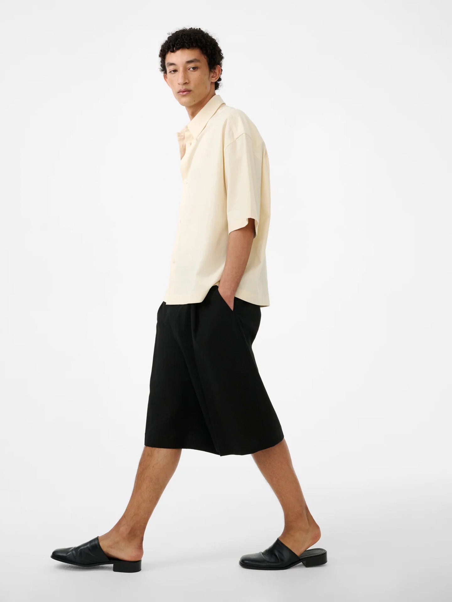 SHORT SLEEVE BOXY SHIRT, ANTIQUE WHITE