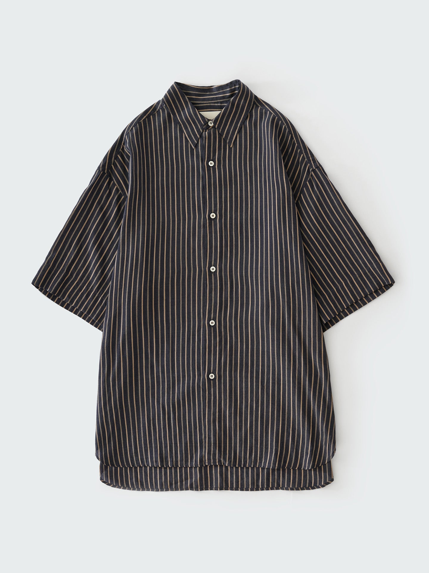 OVERSIZED SHORT SLEEVE SHIRT, LYOCELL SILK STRIPE