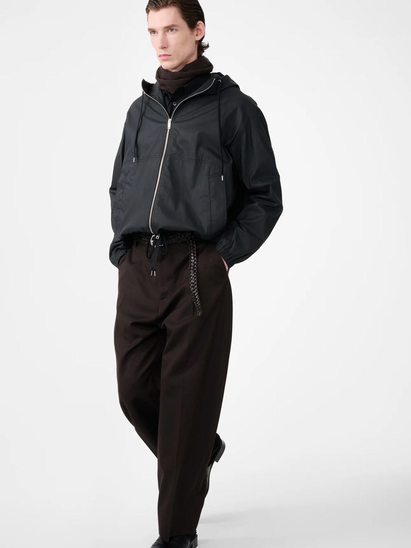 HOODED ZIP UP JACKET, BLACK