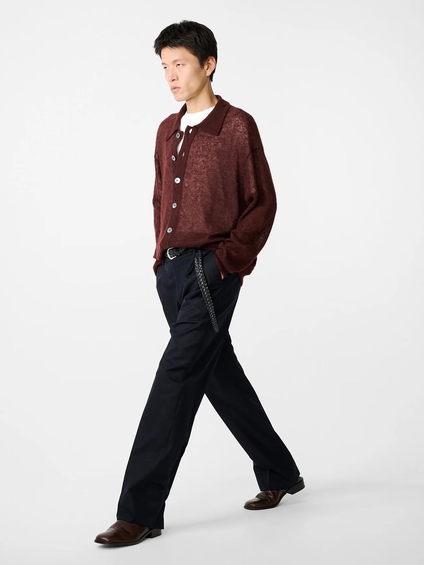 POLO COLLAR CARDIGAN, MULBERRY