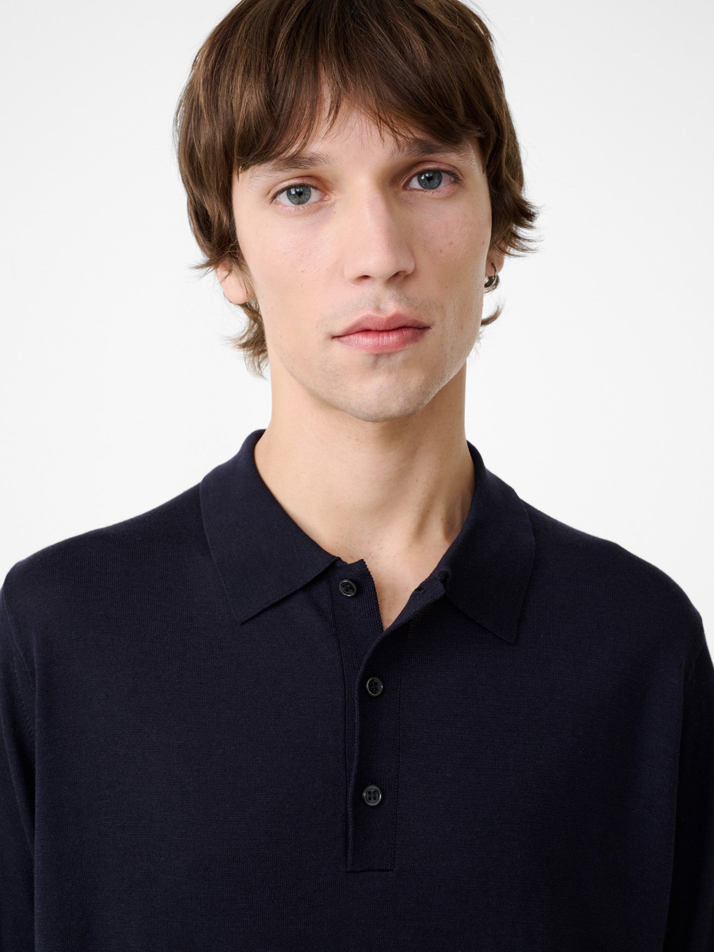 KNITTED POLO, DARK NAVY