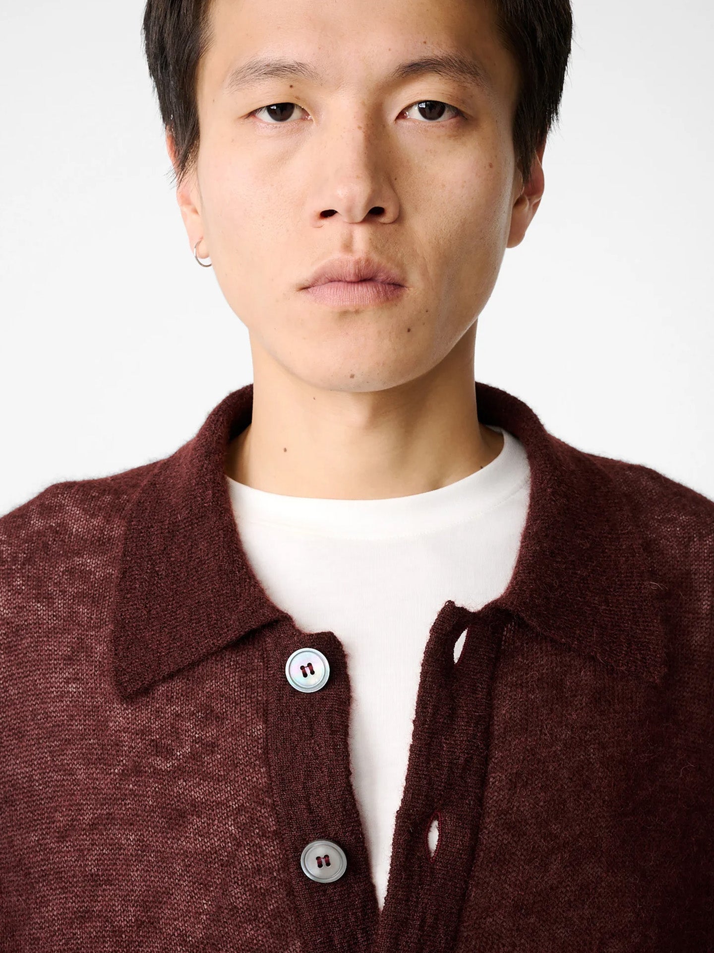 POLO COLLAR CARDIGAN, MULBERRY