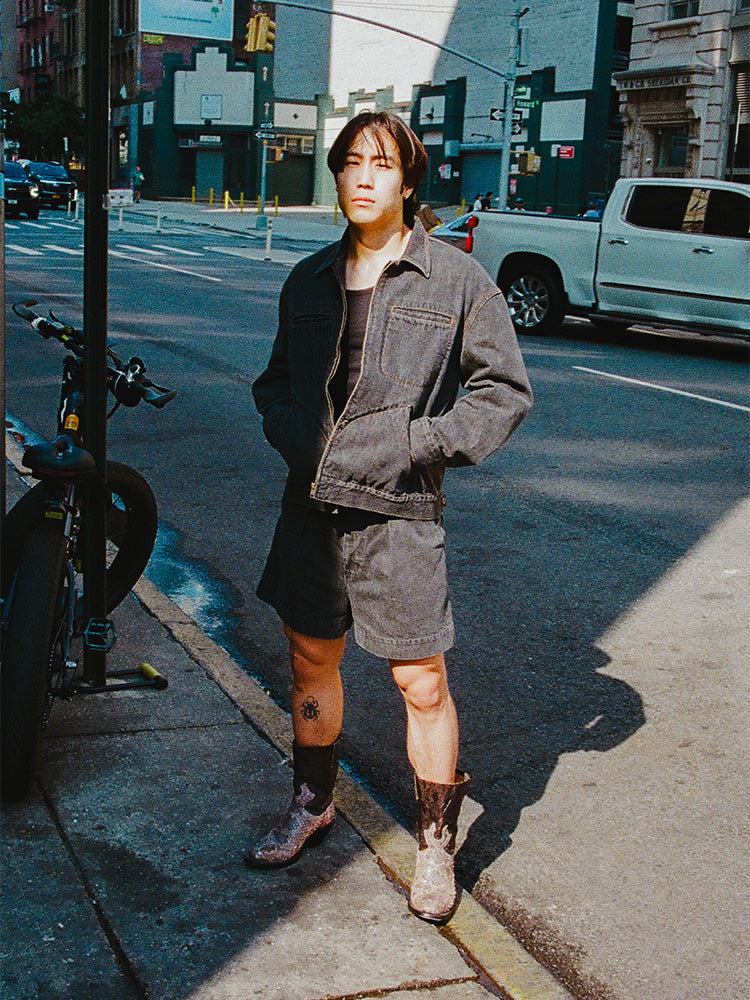 ZIP-UP TRUCKER JACKET, Dark