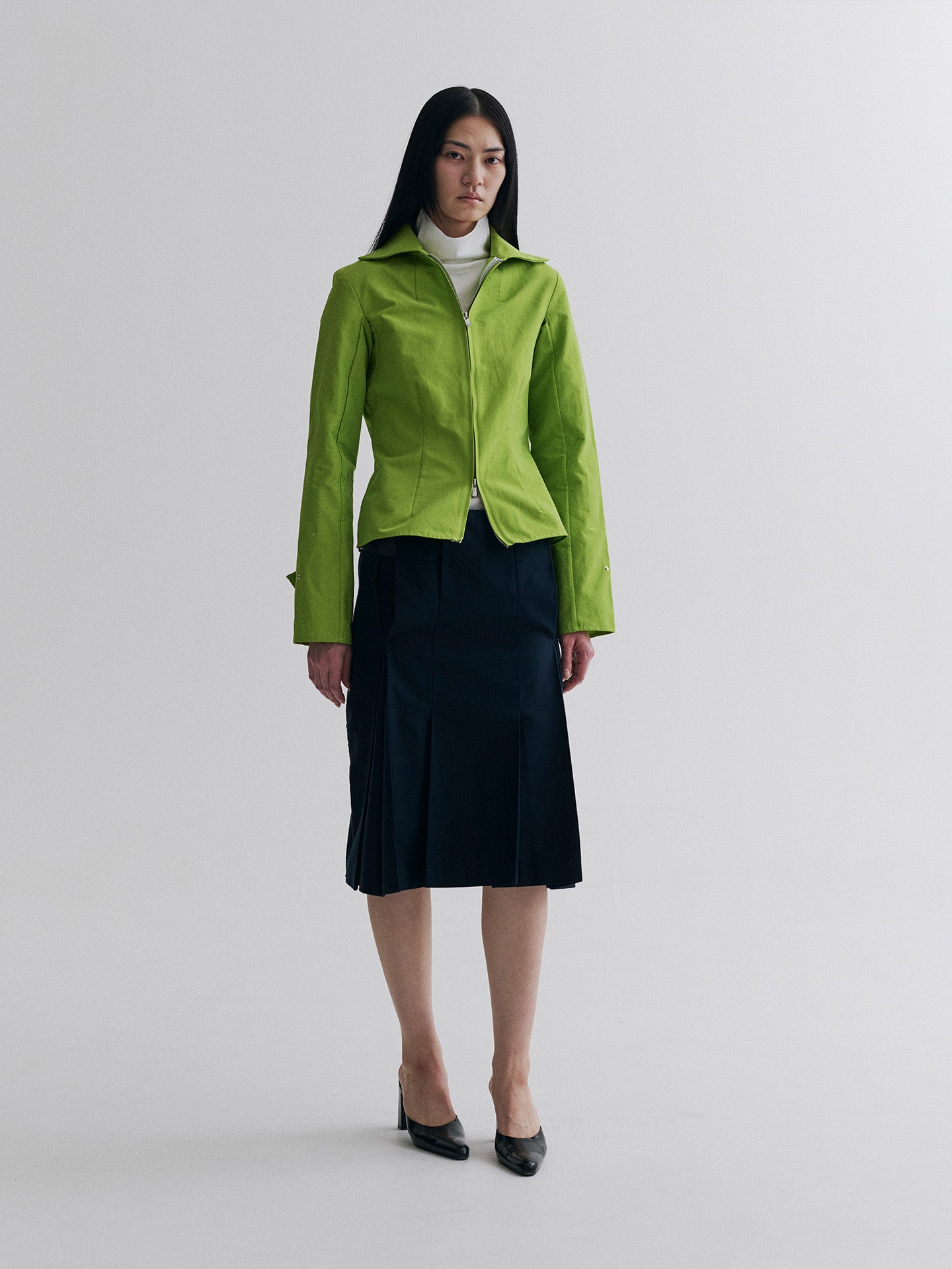 STRUCTURED SPREAD COLLAR SHIRT, BRIGHT GREEN
