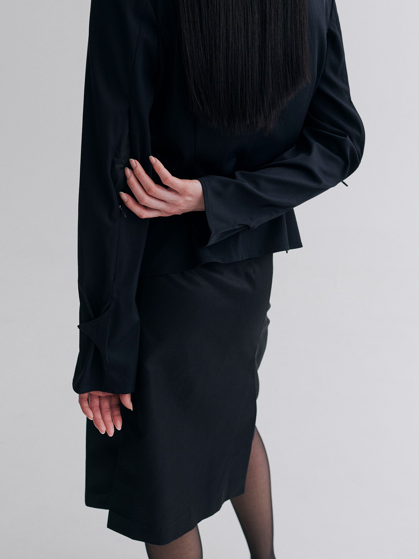 FILE SKIRT, BLACK