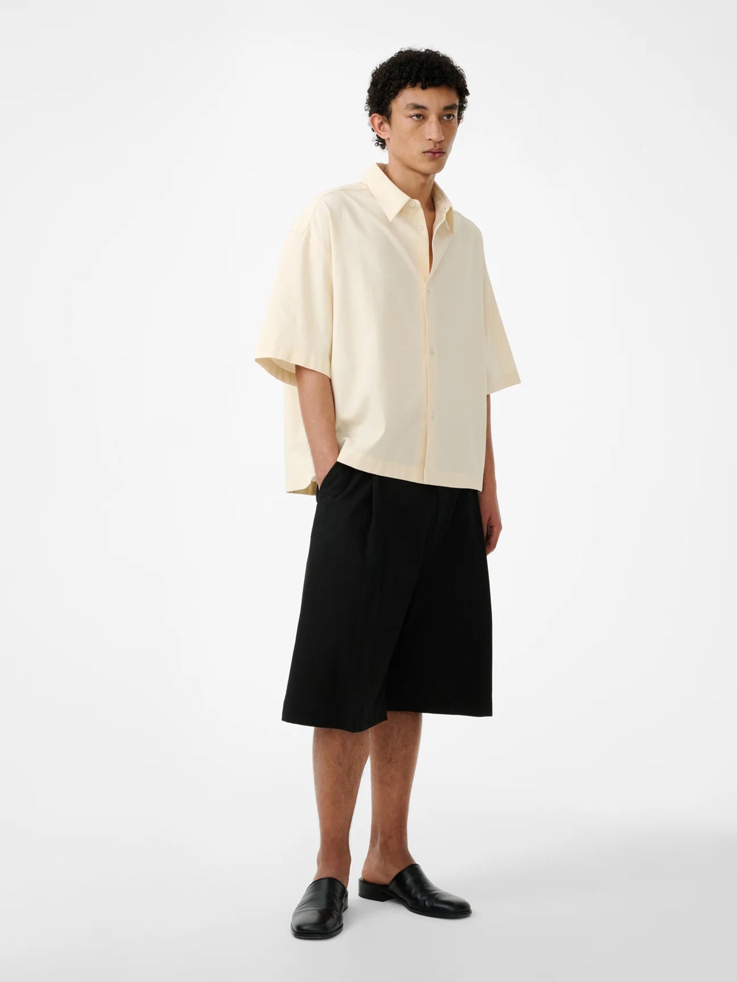 SHORT SLEEVE BOXY SHIRT, ANTIQUE WHITE