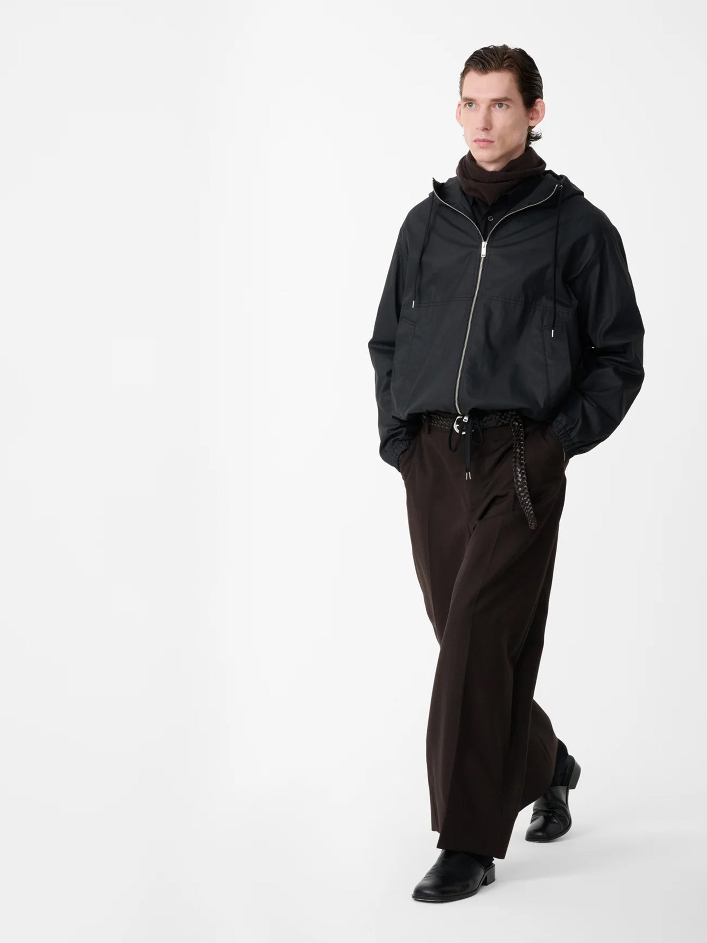 HOODED ZIP UP JACKET, BLACK
