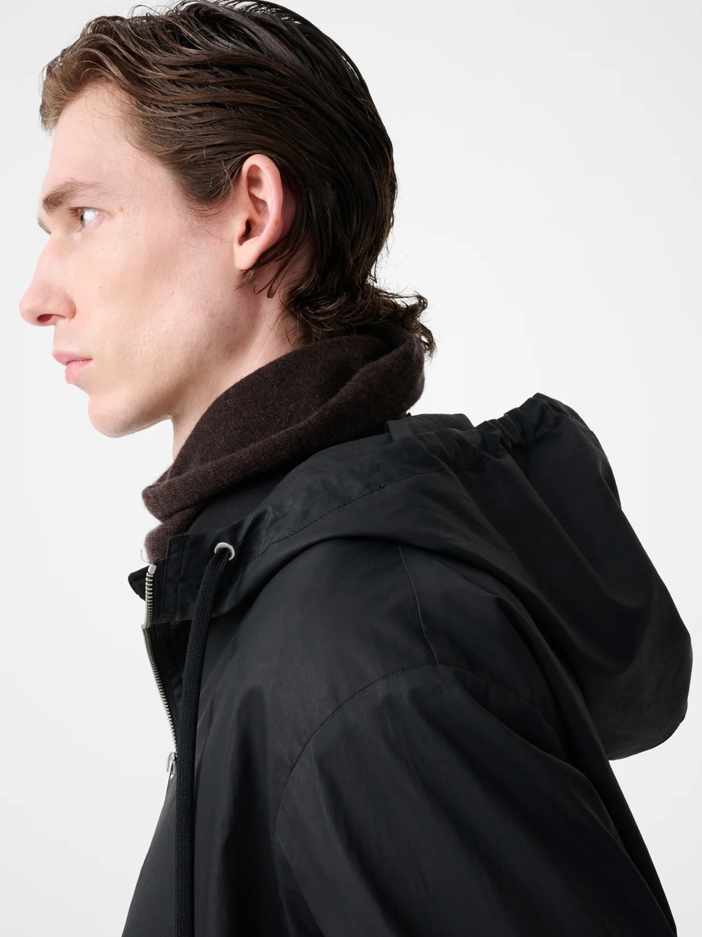 HOODED ZIP UP JACKET, BLACK