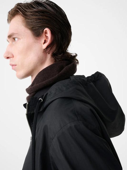 HOODED ZIP UP JACKET, BLACK