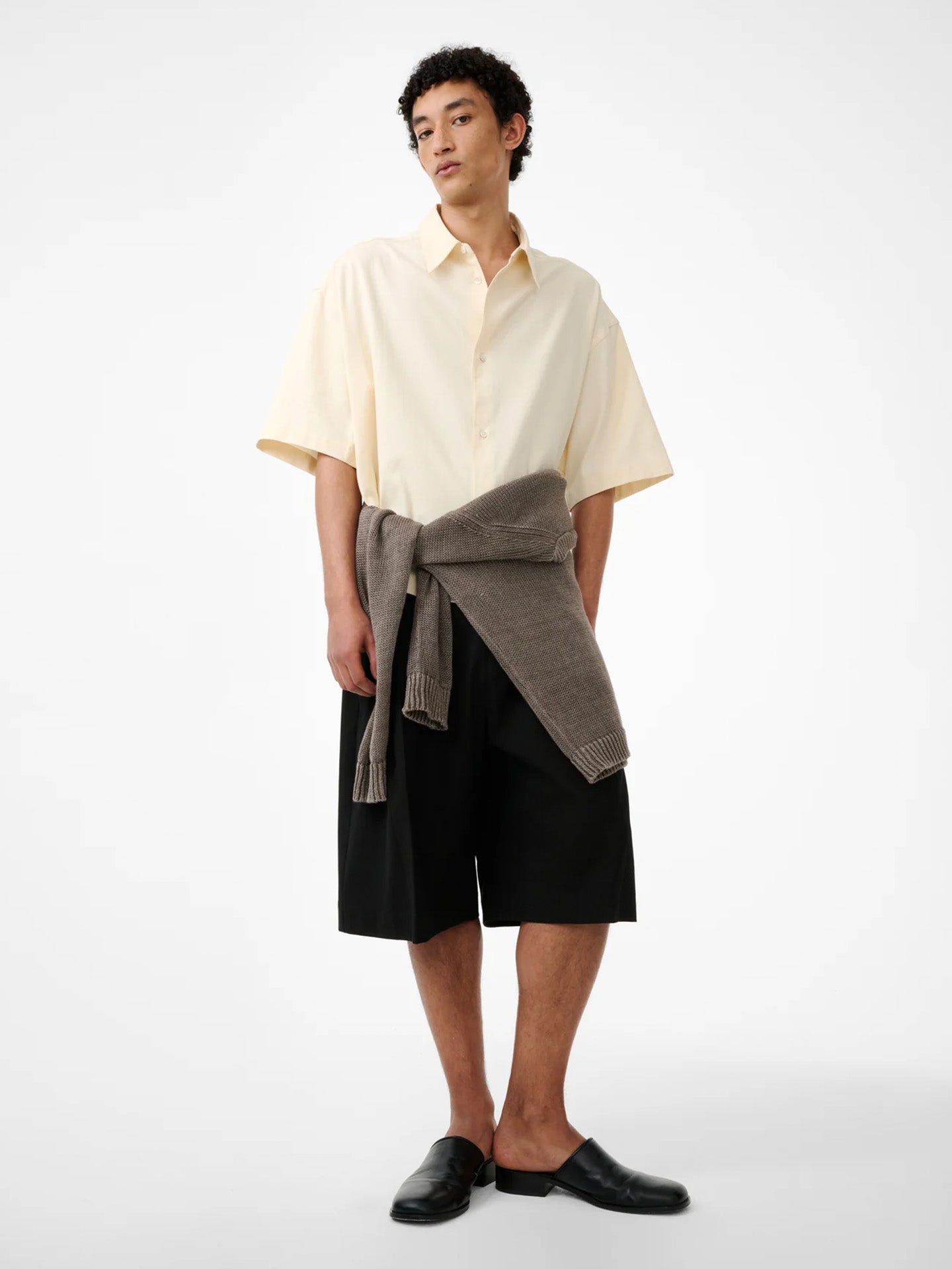 SHORT SLEEVE BOXY SHIRT, ANTIQUE WHITE