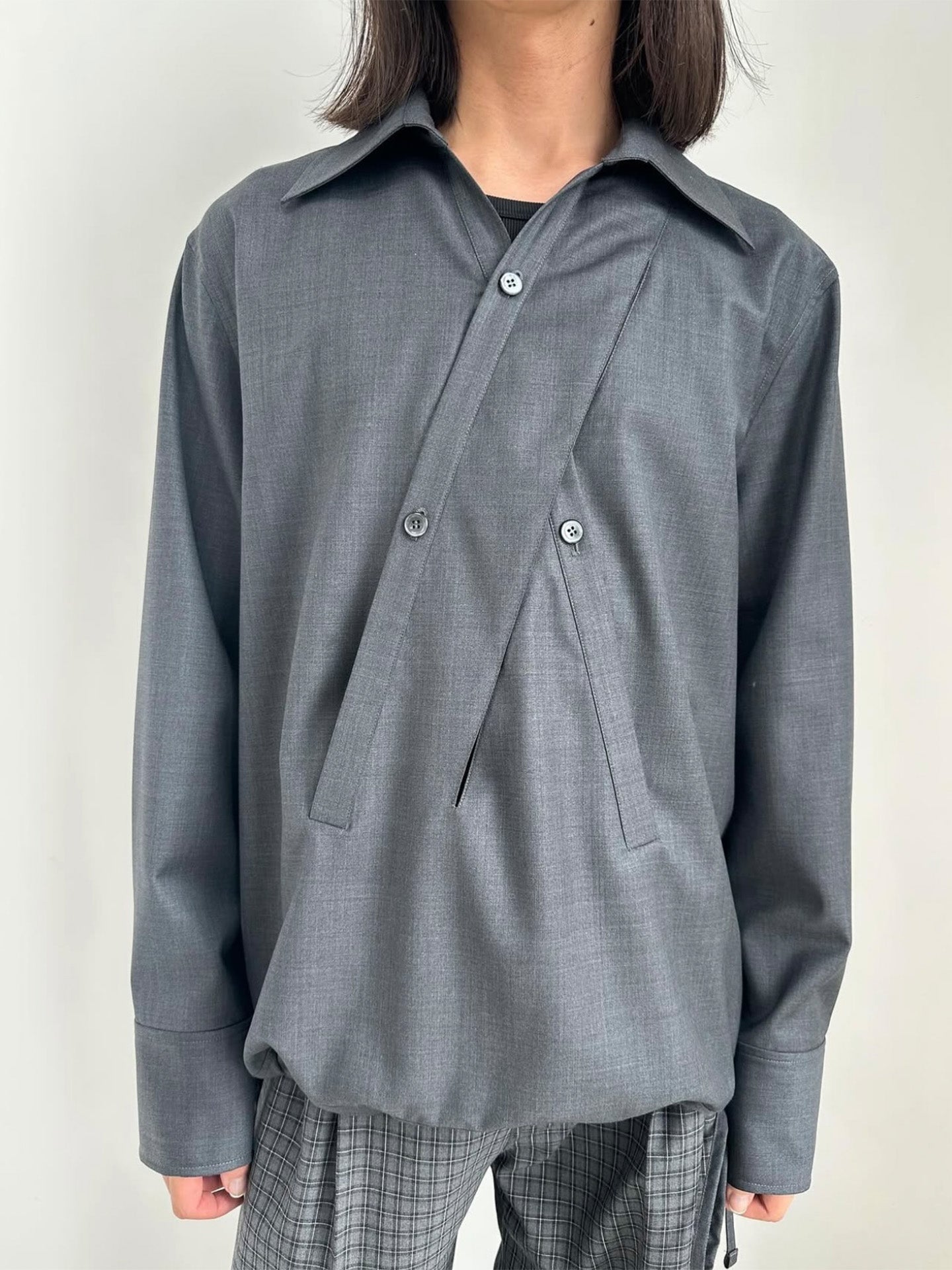 CROSSED OVER SHIRT, Grey